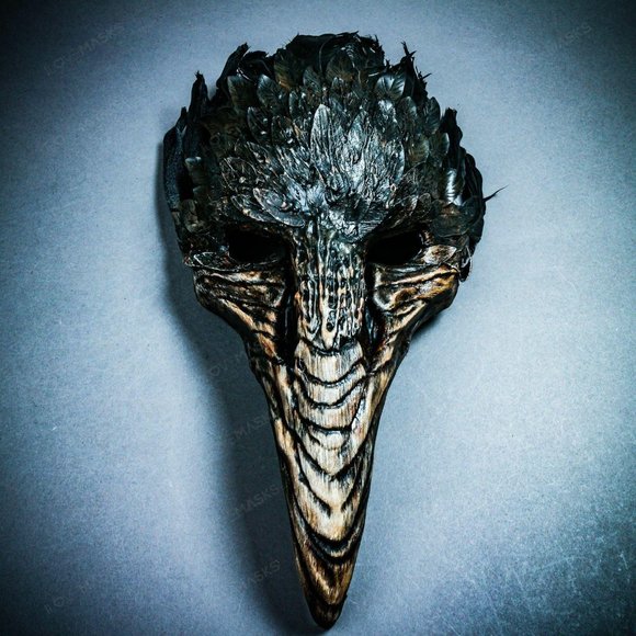 Halloween Brown Bird Curved Nose Feather Plague Do - Picture 2 of 9